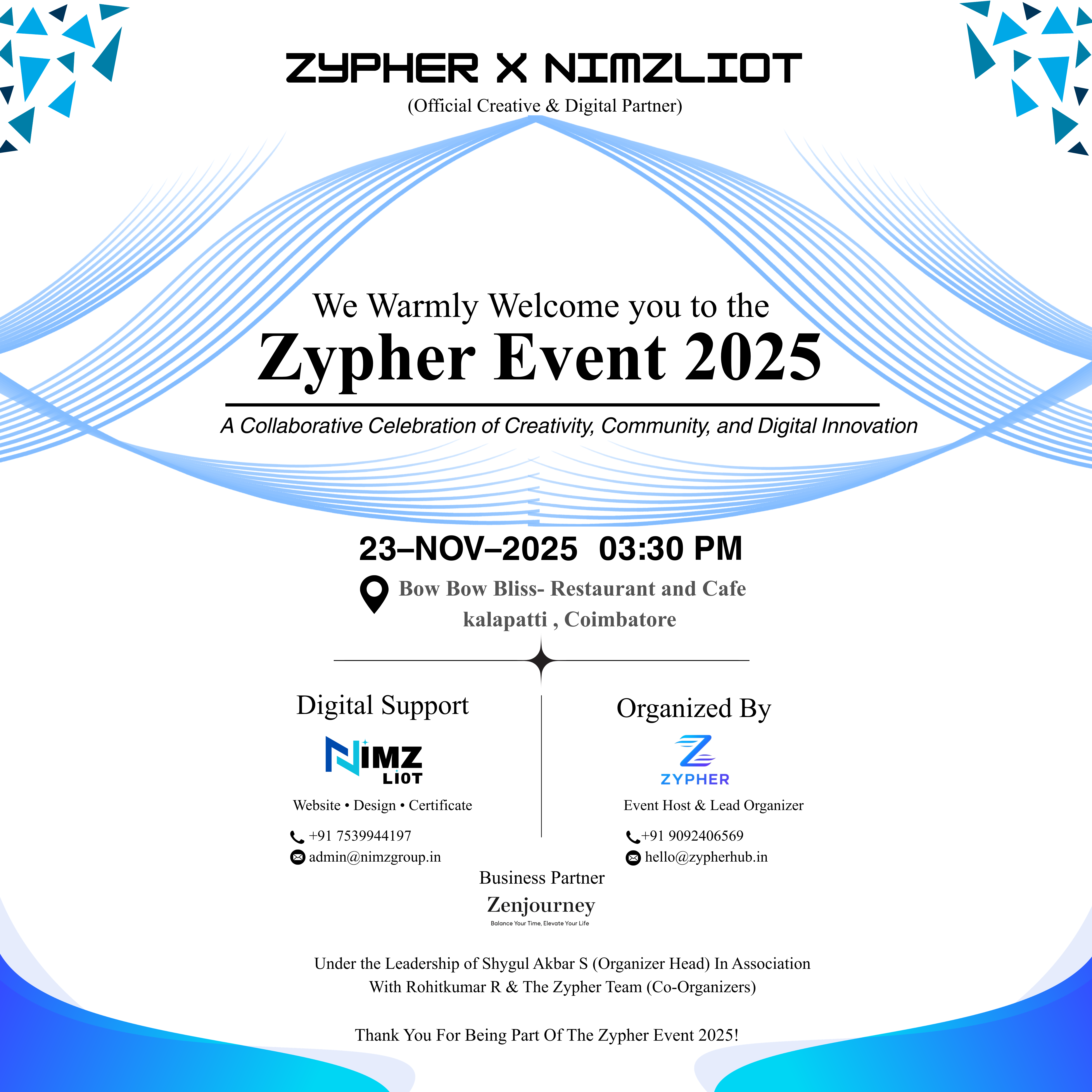 Zypher x Nimzliot welcome poster design